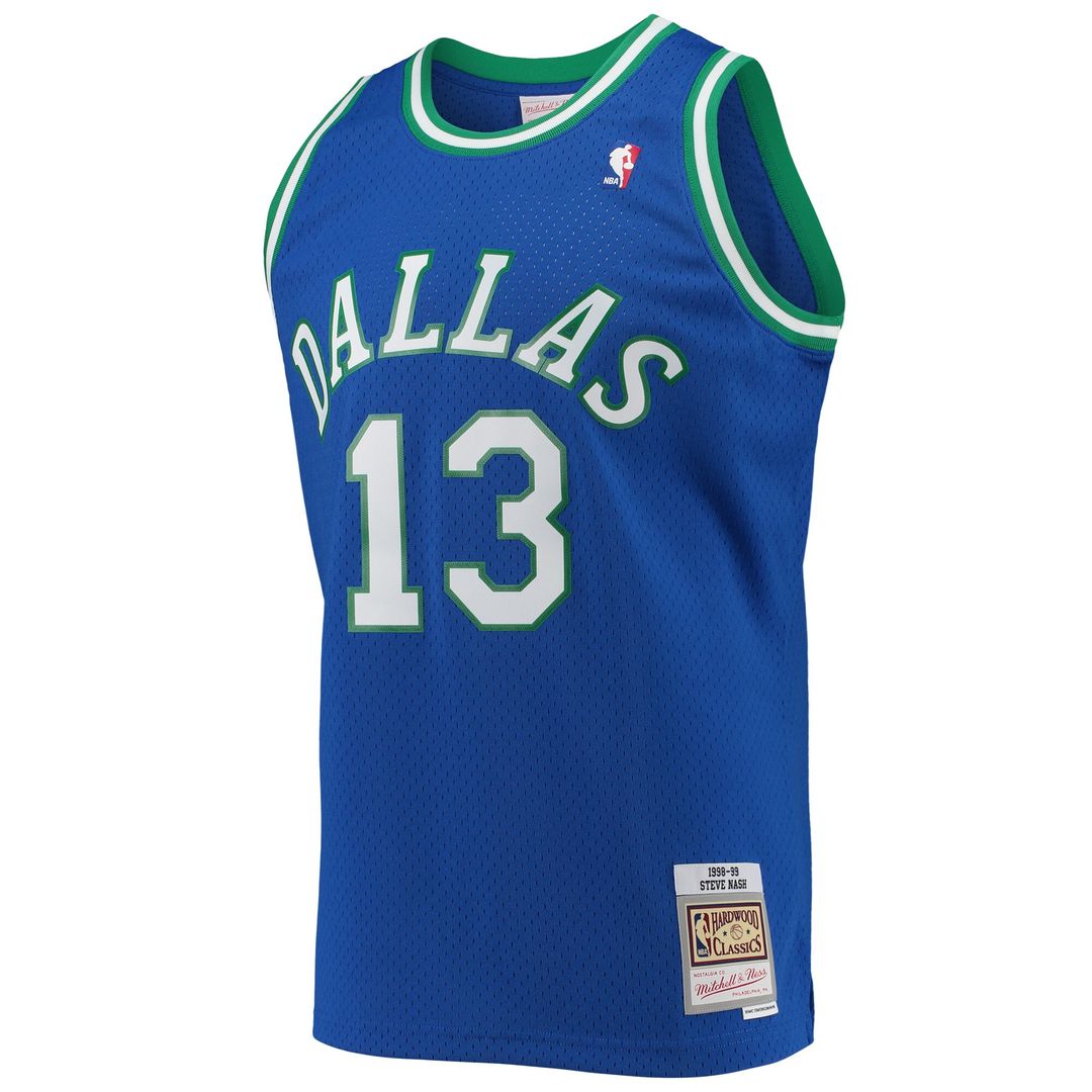Dallas Mavericks Steve Nash Mitchell & Ness 1998/99 Hardwood Classics Swingman Jersey - Blue Team Jersey Sports Fan Apparel