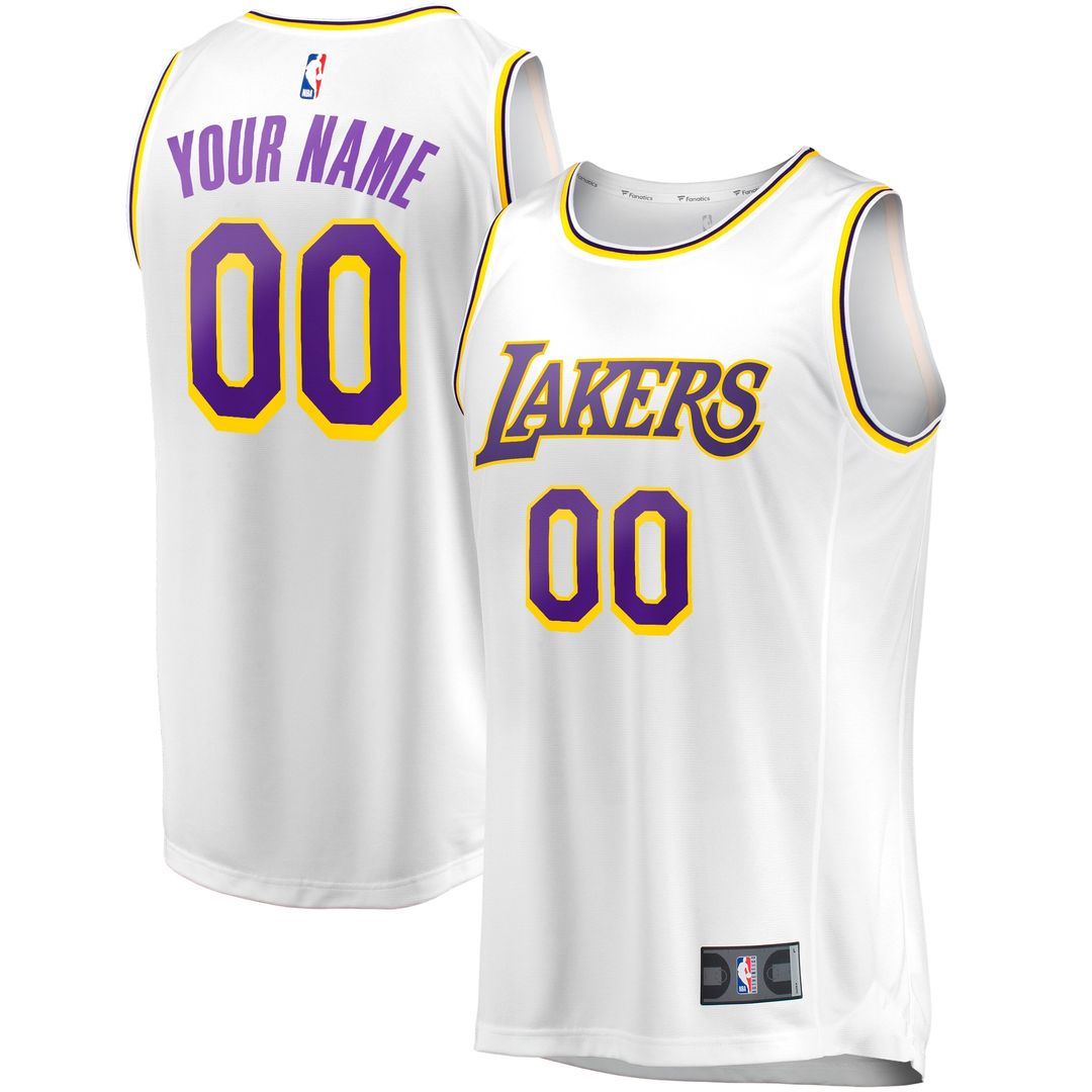 Los Angeles Lakers Fanatics Fast Break Custom Replica Jersey - Association Edition - White Team Jersey Sports Fan Apparel