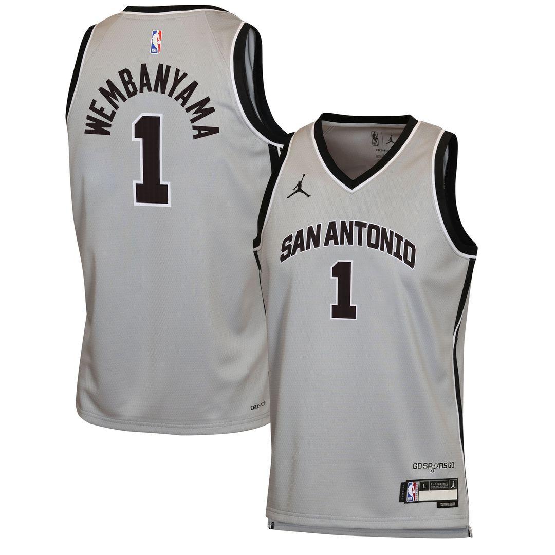 San Antonio Spurs Victor Wembanyama Jordan Brand Youth Swingman Jersey - Statement Edition - Silver Team Jersey Sports Fan Apparel