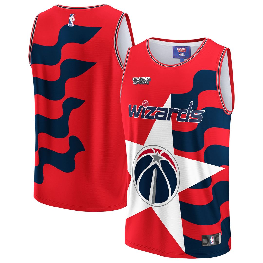 Washington Wizards NBA & KidSuper Studios by Fanatics Unisex Hometown Jersey - Red Team Jersey Sports Fan Apparel