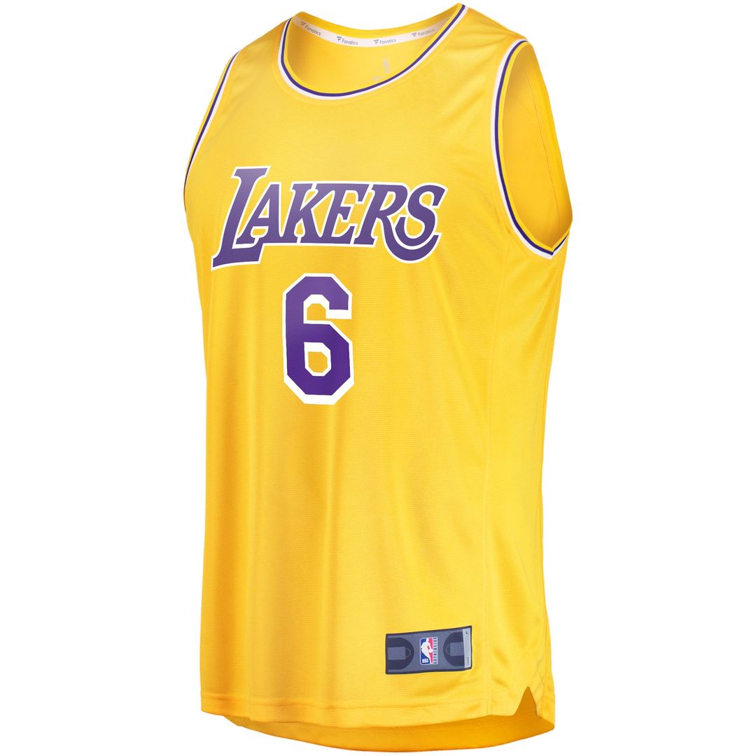 Los Angeles Lakers LeBron James Fanatics 2021/22 Fast Break Replica Jersey - Icon Edition - Gold Team Jersey Sports Fan Apparel