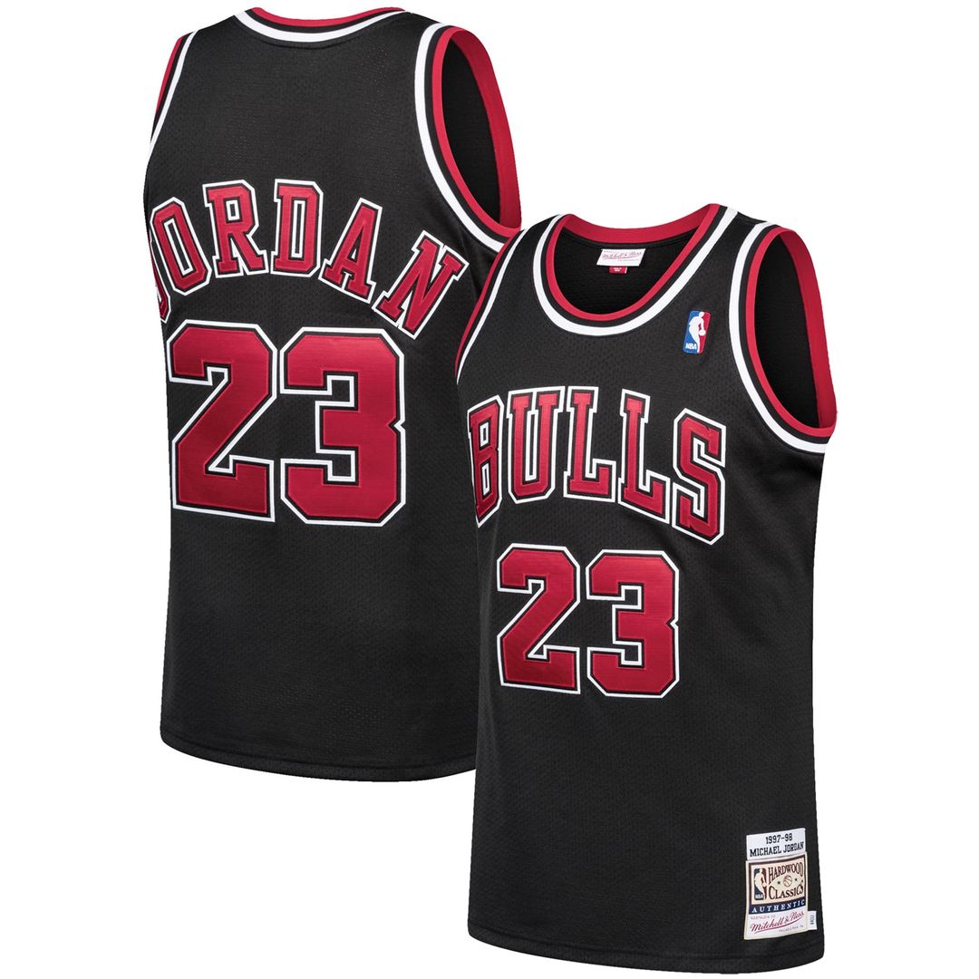 Chicago Bulls Michael Jordan Mitchell & Ness 1997/98 Hardwood Classics Authentic Jersey - Black Team Jersey Sports Fan Apparel