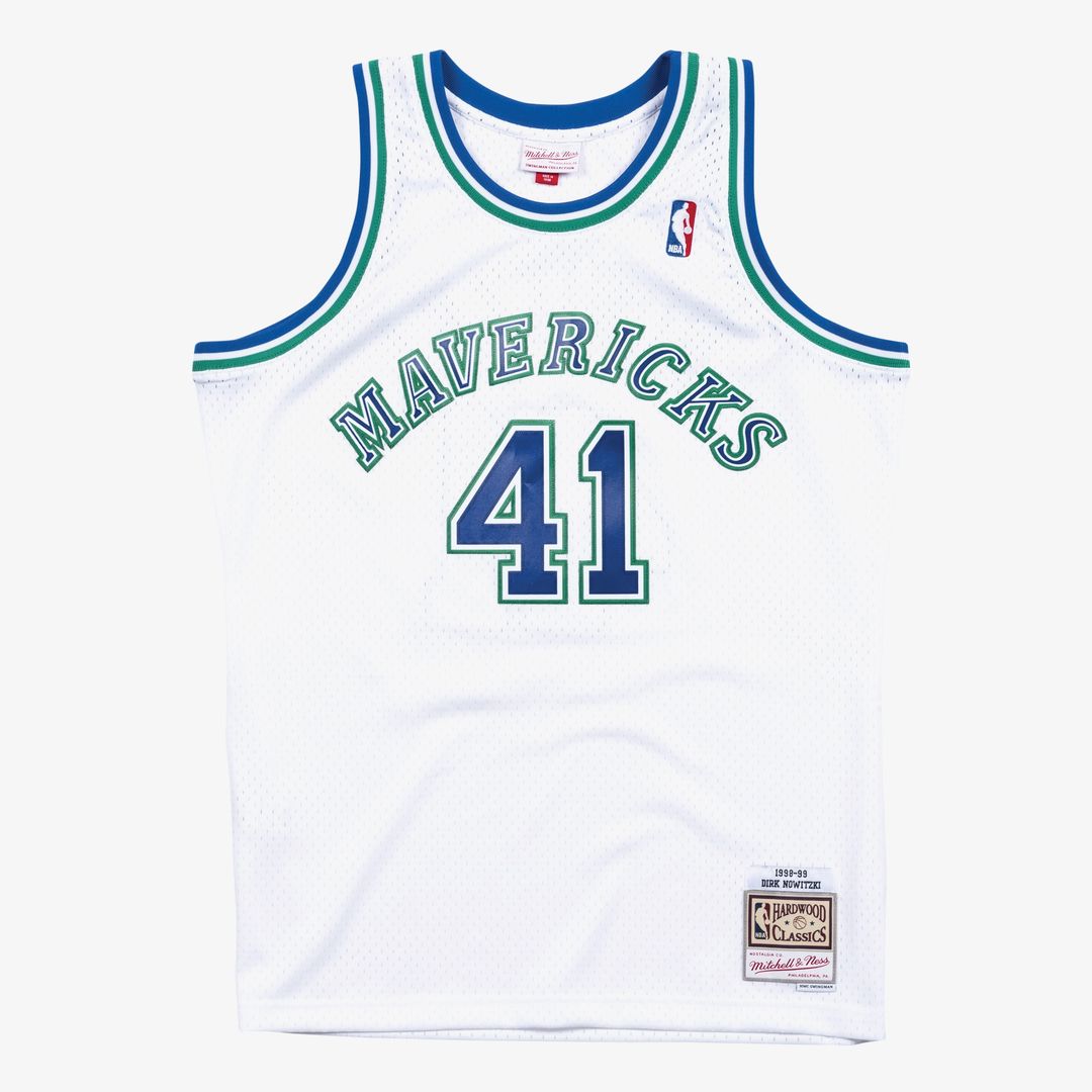 Dallas Mavericks Dirk Nowitzki Mitchell & Ness 1998 - 99 Hardwood Classics Swingman Jersey - White Team Jersey Sports Fan Apparel