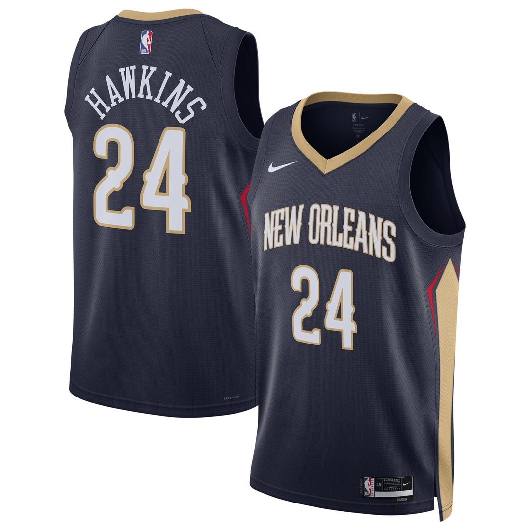 New Orleans Pelicans Jordan Hawkins Nike Unisex Swingman Jersey - Icon Edition - Navy Team Jersey Sports Fan Apparel