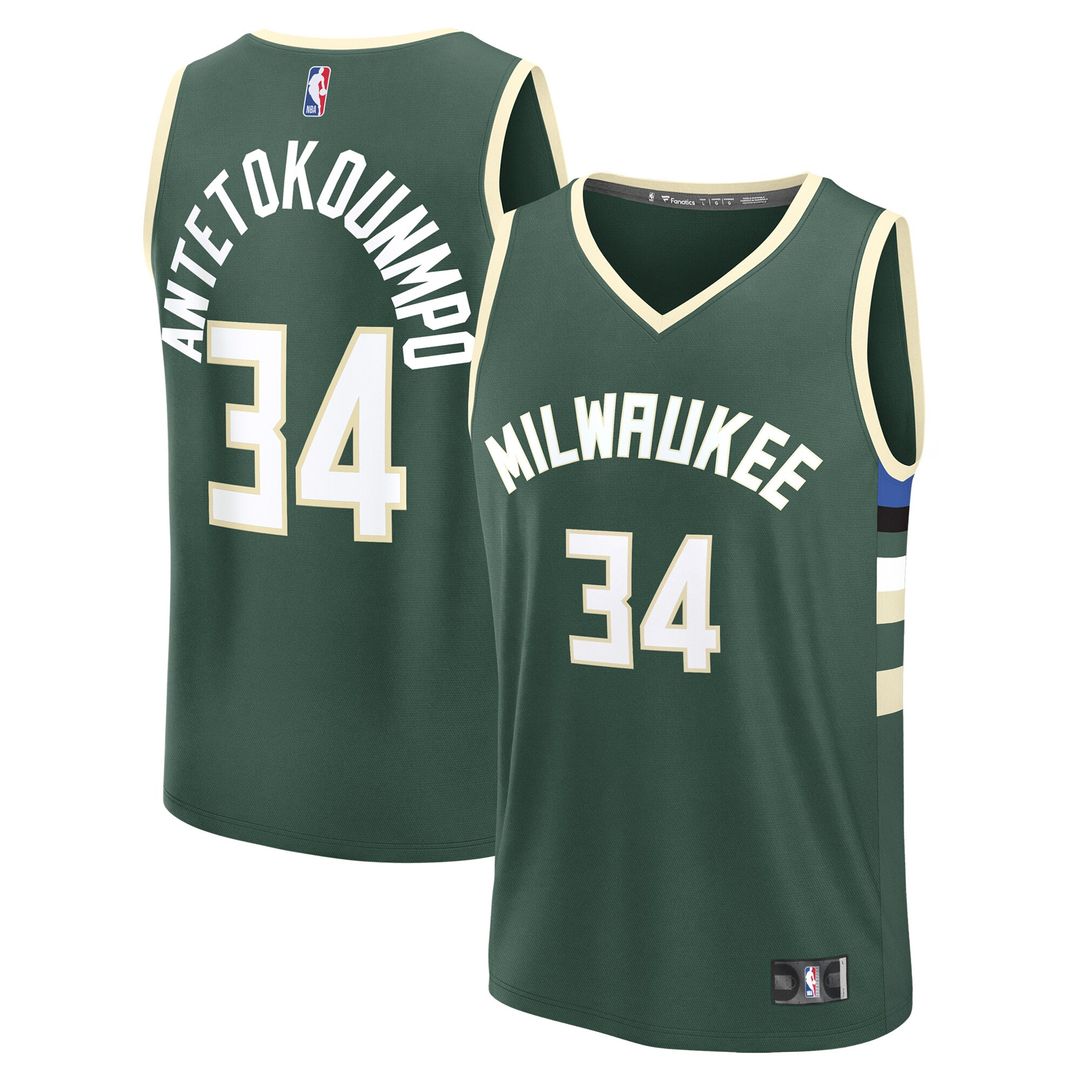 Milwaukee Bucks Giannis Antetokounmpo Fanatics Fast Break Replica Player Jersey - Icon Edition - Hunter Green Team Jersey Sports Fan Apparel