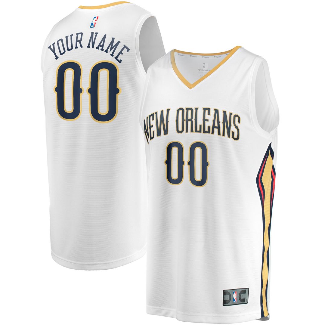 New Orleans Pelicans Fanatics Youth Fast Break Replica Custom Jersey - Association Edition - White Team Jersey Sports Fan Apparel