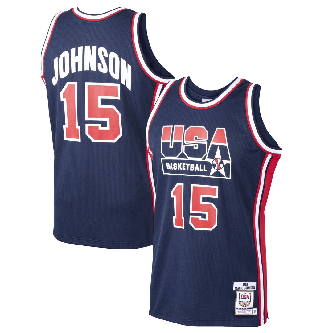 Magic Johnson USA Basketball Mitchell & Ness 1992 Dream Team Authentic Jersey - Navy Team Jersey Sports Fan Apparel