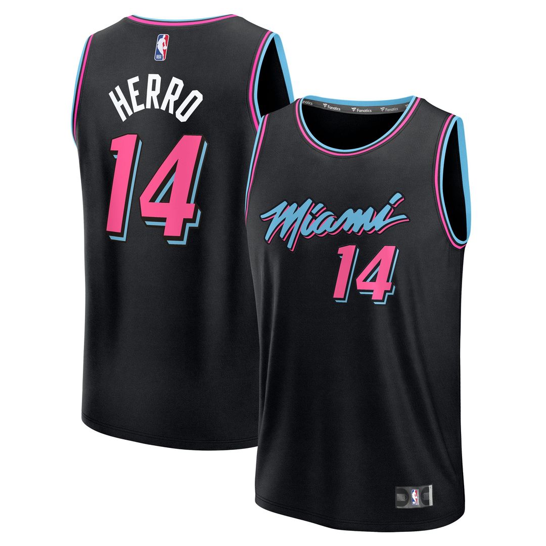 Miami Heat Tyler Herro Fanatics 2025/26 City Edition Fast Break Jersey - Black Team Jersey Sports Fan Apparel