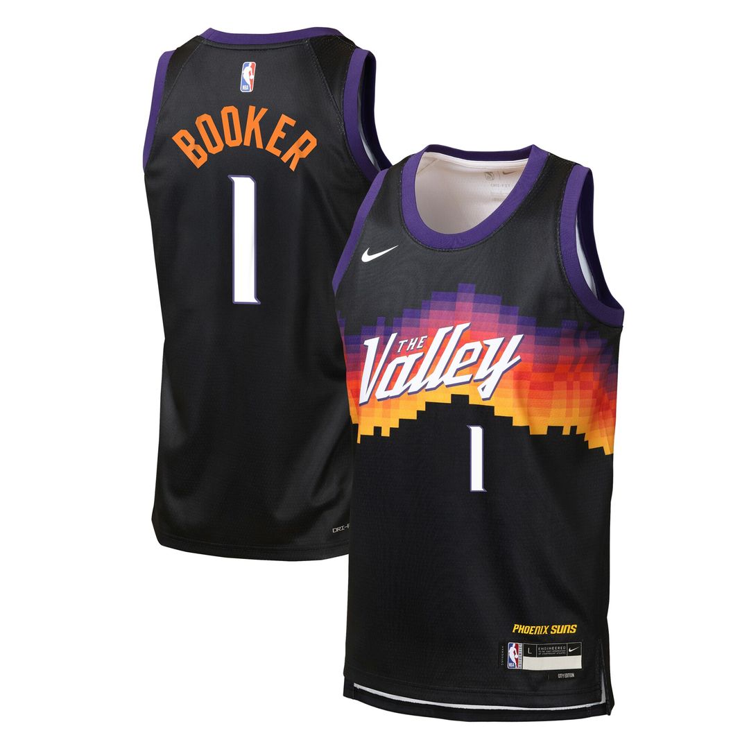 Phoenix Suns Devin Booker Nike Youth 2025/26 City Edition Swingman Jersey - Black Team Jersey Sports Fan Apparel