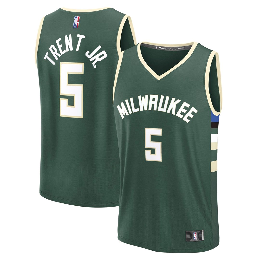 Milwaukee Bucks Gary Trent Jr. Fanatics Fast Break Replica Player Jersey - Icon Edition - Hunter Green Team Jersey Sports Fan Apparel