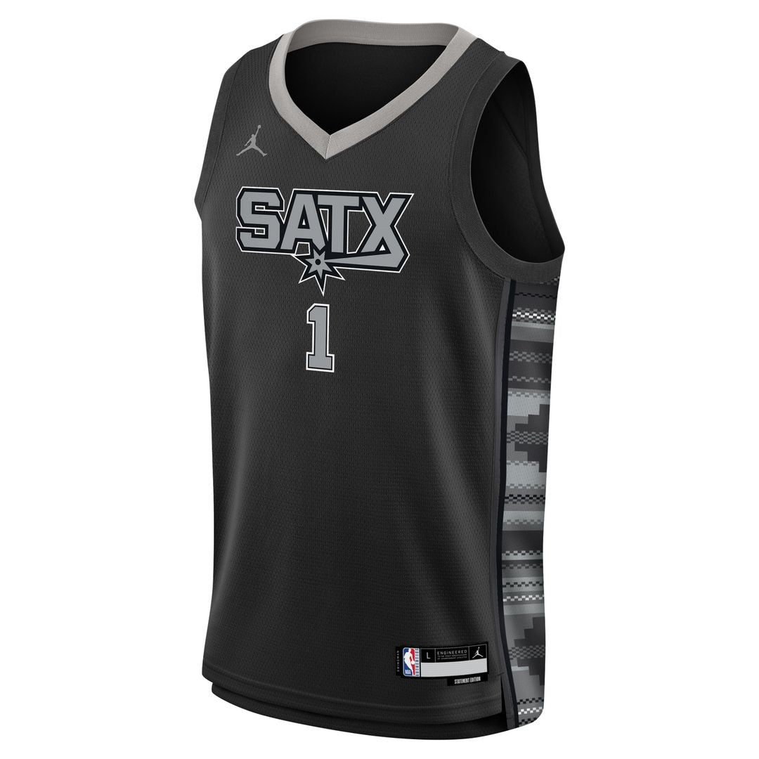 San Antonio Spurs Victor Wembanyama Jordan Brand Youth Swingman Jersey - Statement Edition - Black Team Jersey Sports Fan Apparel