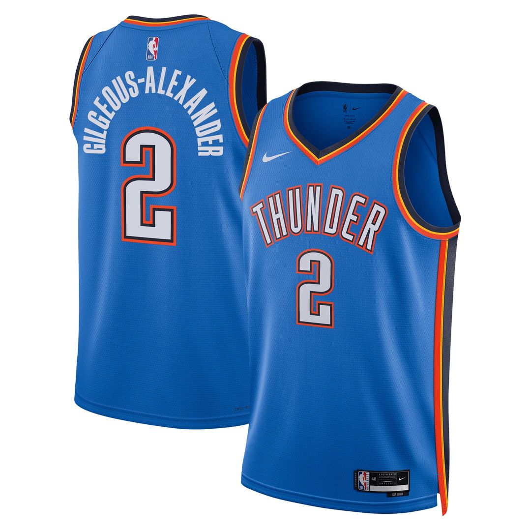 Oklahoma City Thunder Shai Gilgeous - Alexander Nike Unisex Badge Swingman Replica Jersey - Icon Edition - Blue Team Jersey Sports Fan Apparel