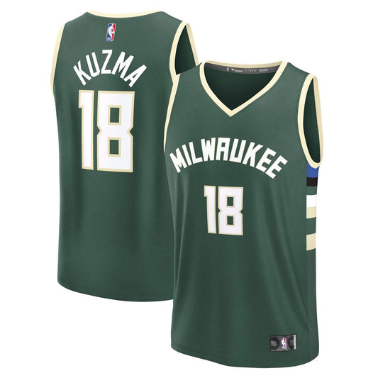 Milwaukee Bucks Kyle Kuzma Fanatics Fast Break Replica Player Jersey - Icon Edition - Hunter Green Team Jersey Sports Fan Apparel