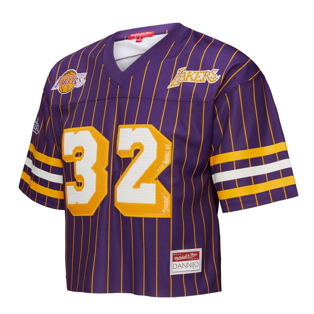 Los Angeles Lakers Magic Johnson Mitchell & Ness x DANNIJO Women's Cropped Football Fashion Jersey - Purple Team Jersey Sports Fan Apparel