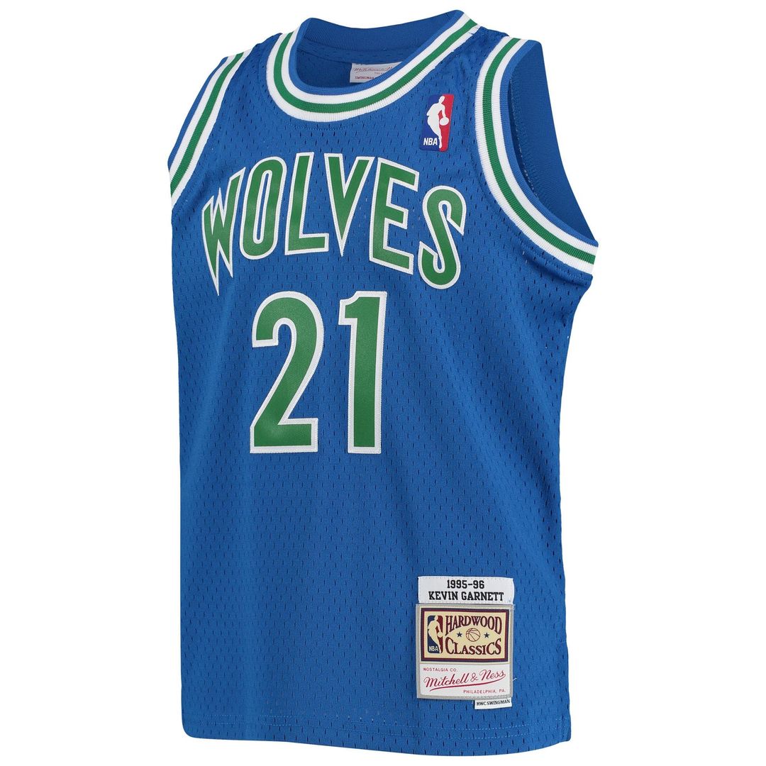 Minnesota Timberwolves Kevin Garnett Mitchell & Ness Youth 1995 - 96 Hardwood Classics Swingman Jersey - Blue Team Jersey Sports Fan Apparel