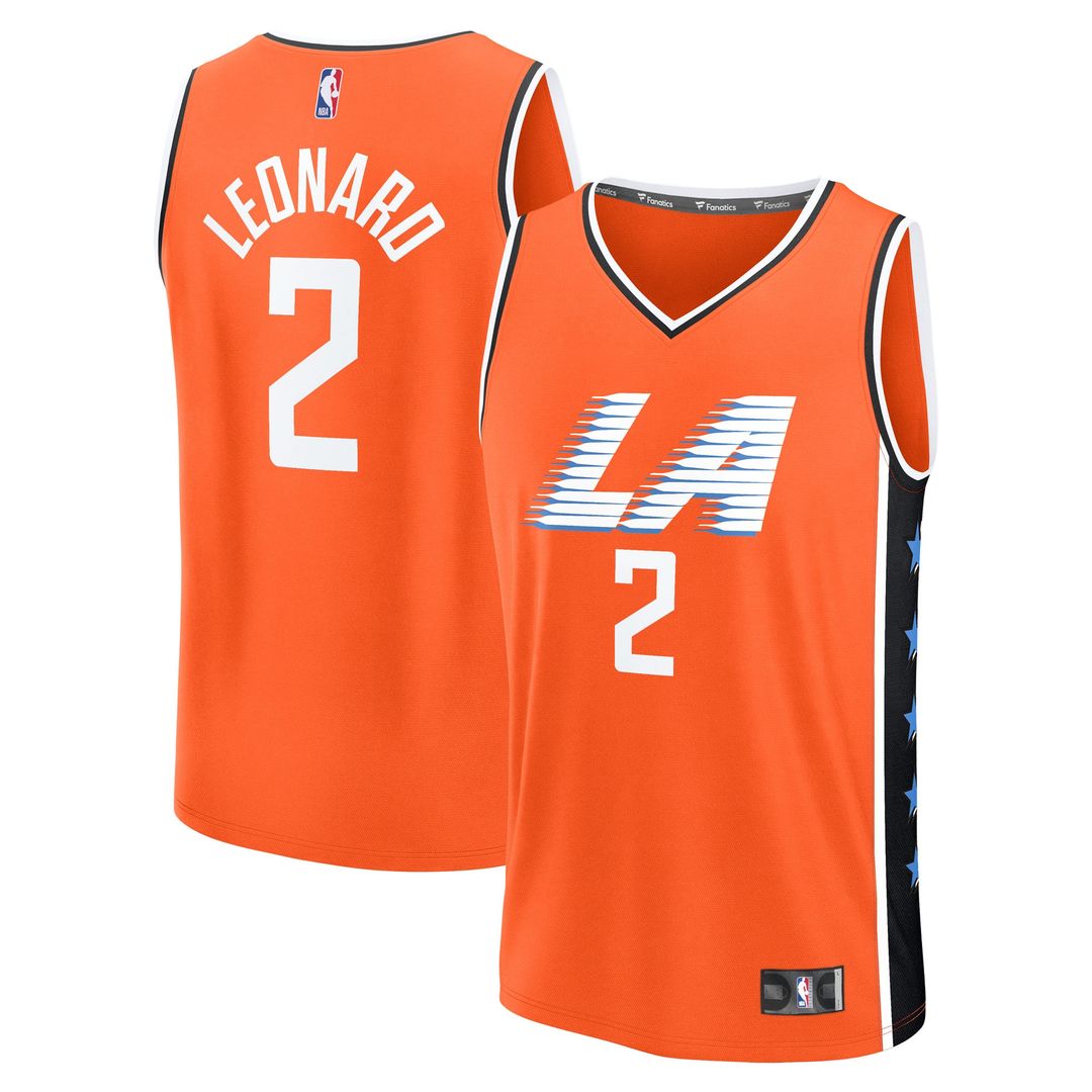 LA Clippers Kawhi Leonard Fanatics 2025/26 City Edition Fast Break Jersey - Orange Team Jersey Sports Fan Apparel