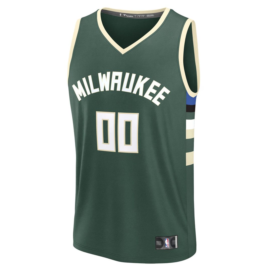 Milwaukee Bucks Fanatics Youth Fast Break Custom Replica Jersey - Green - Icon Edition Team Jersey Sports Fan Apparel