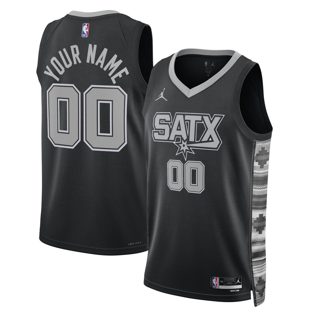 San Antonio Spurs Jordan Brand Unisex 2022/23 Swingman Custom Jersey - Statement Edition - Black Team Jersey Sports Fan Apparel