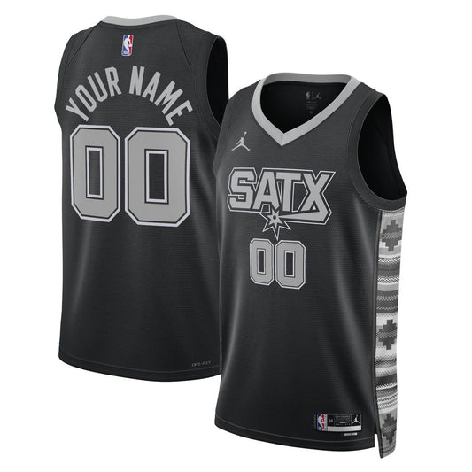 San Antonio Spurs Jordan Brand Unisex 2022/23 Swingman Custom Jersey - Statement Edition - Black Team Jersey Sports Fan Apparel