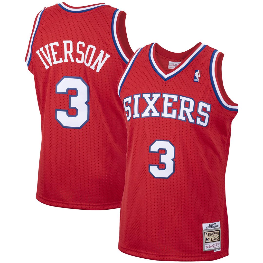 Philadelphia 76ers Allen Iverson Mitchell & Ness 2002/03 Hardwood Classics Swingman Jersey - Red Team Jersey Sports Fan Apparel