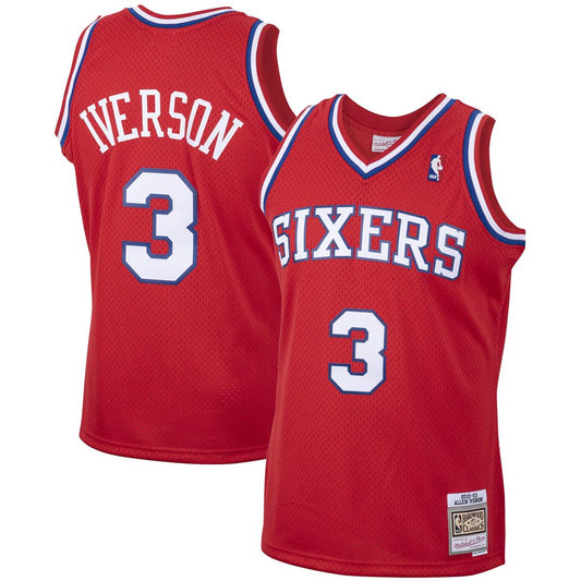 Philadelphia 76ers Allen Iverson Mitchell & Ness 2002/03 Hardwood Classics Swingman Jersey - Red Team Jersey Sports Fan Apparel
