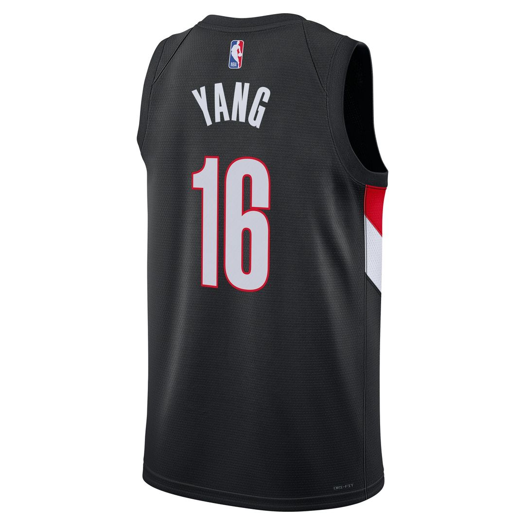 Portland Trail Blazers Yang Hansen Nike Unisex Swingman Jersey - Icon Edition - Black Team Jersey Sports Fan Apparel