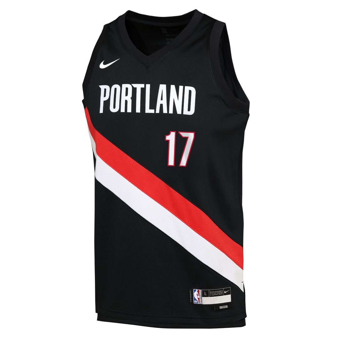 Portland Trail Blazers Shaedon Sharpe Nike Youth Icon Edition Swingman Jersey - Black Team Jersey Sports Fan Apparel