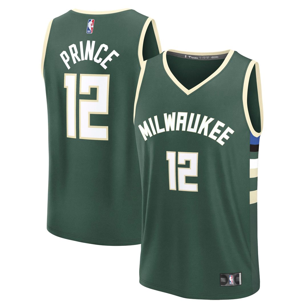 Milwaukee Bucks Taurean Prince Fanatics Fast Break Replica Player Jersey - Icon Edition - Hunter Green Team Jersey Sports Fan Apparel