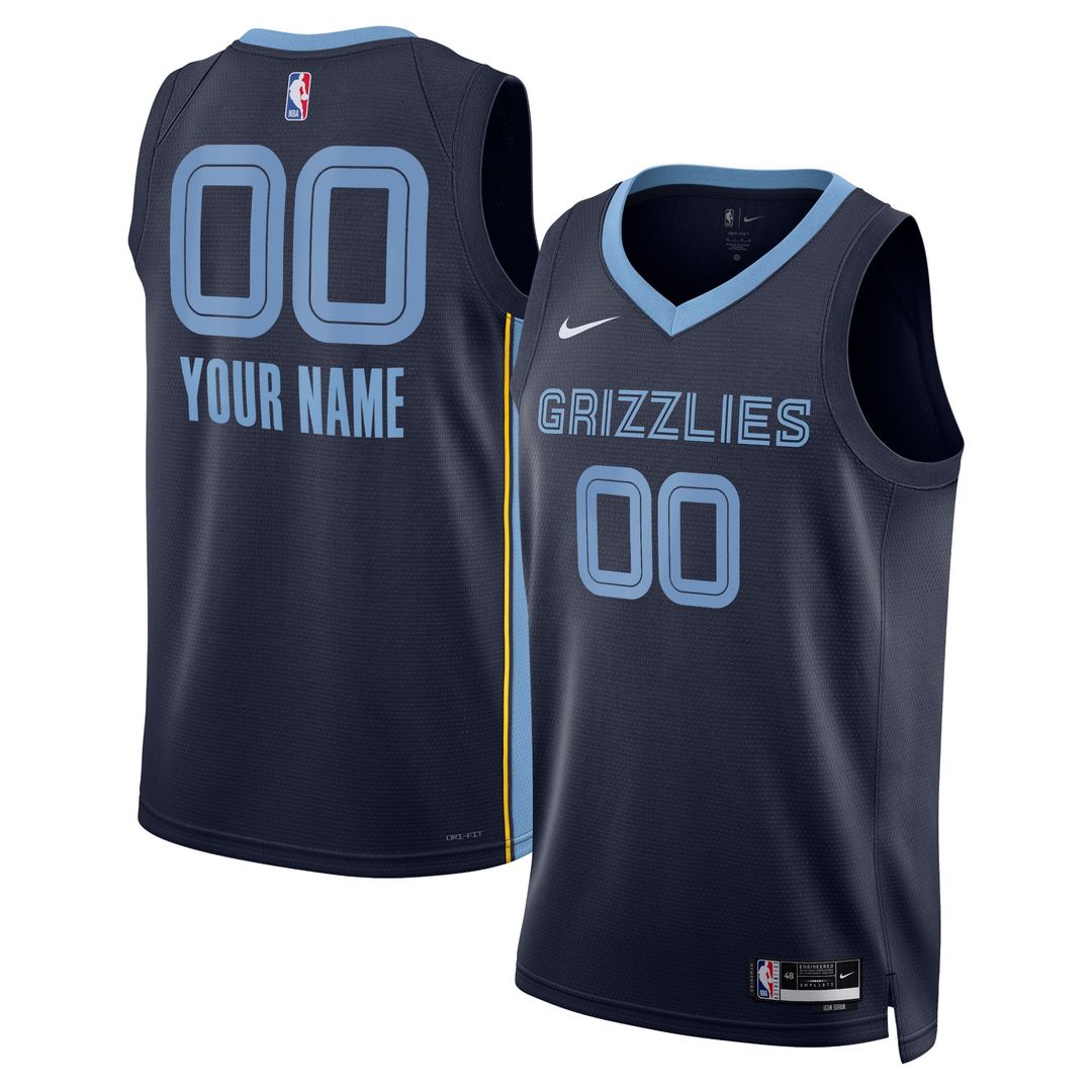 Memphis Grizzlies Nike Unisex Swingman Custom Jersey - Navy - Icon Edition Team Jersey Sports Fan Apparel