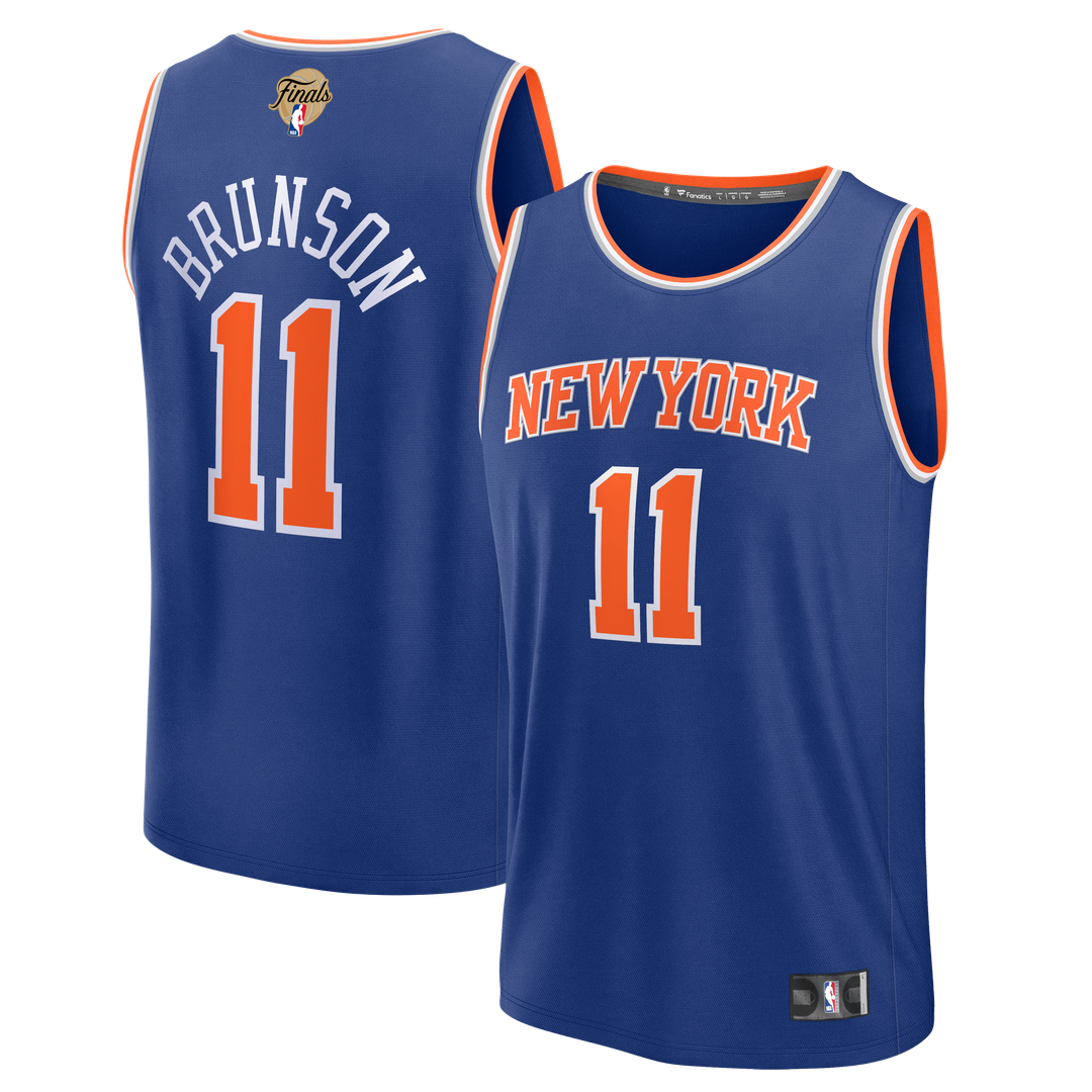 New York Knicks Jalen Brunson Fanatics Youth 2026 NBA Finals Patch Fast Break Jersey - Blue - Icon Edition Team Jersey Sports Fan Apparel