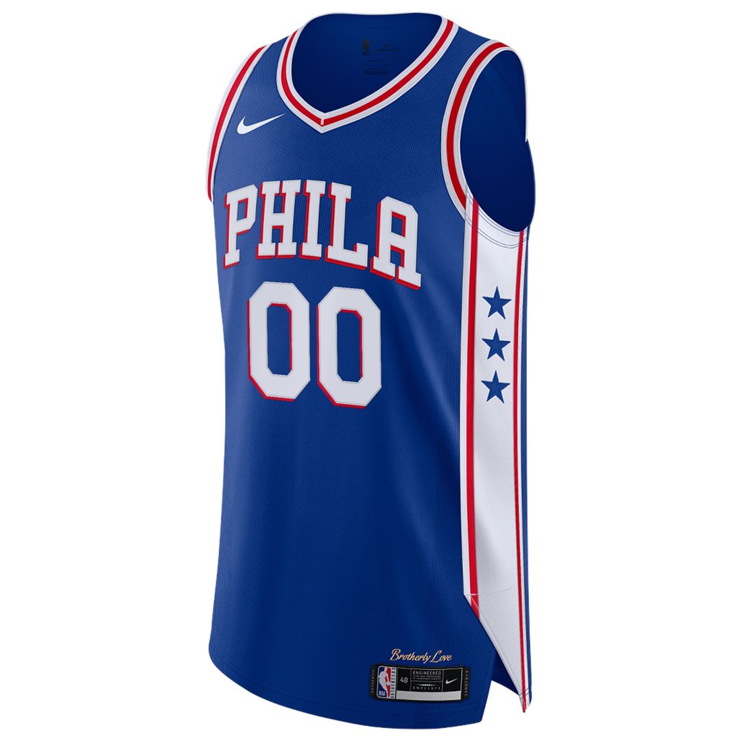 Philadelphia 76ers Nike Custom Authentic Jersey - Icon Edition - Royal Team Jersey Sports Fan Apparel
