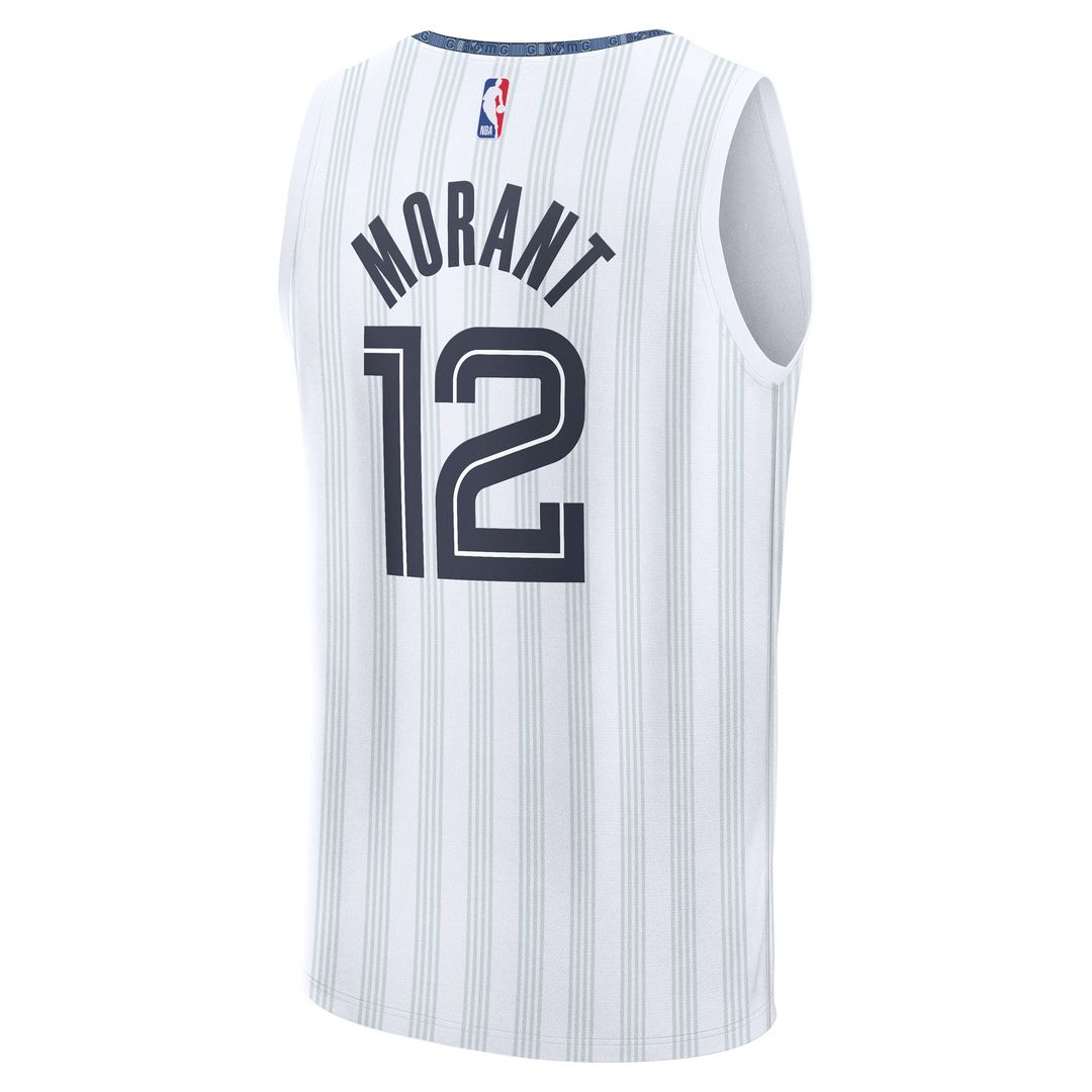 Memphis Grizzlies Ja Morant Fanatics 2025/26 City Edition Fast Break Jersey - White Team Jersey Sports Fan Apparel