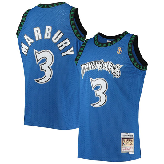 Minnesota Timberwolves Stephon Marbury Mitchell & Ness 1996/97 Hardwood Classics Swingman Jersey - Blue Team Jersey Sports Fan Apparel
