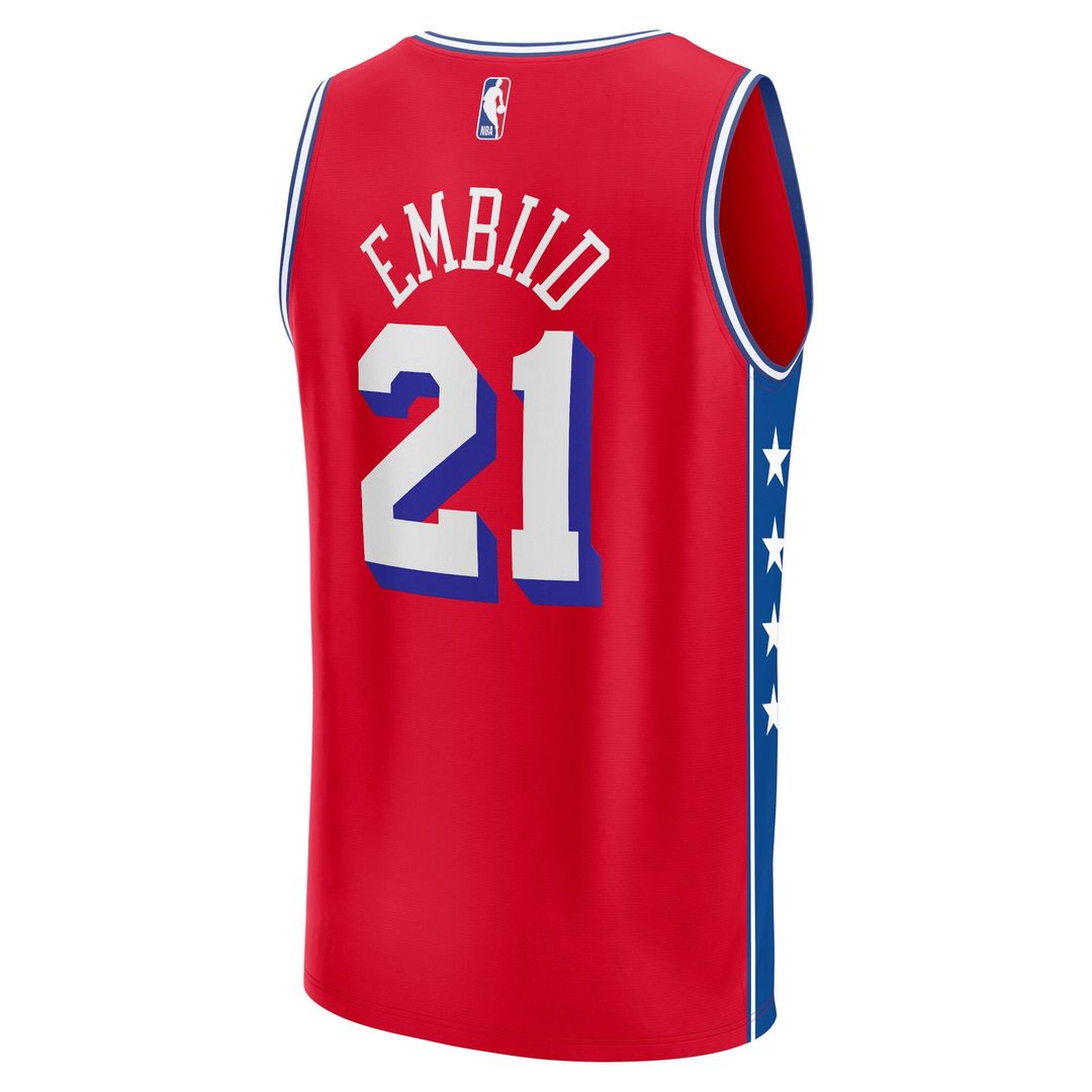 Philadelphia 76ers Joel Embiid Fanatics Fast Break Replica Player Jersey - Statement Edition - Red Team Jersey Sports Fan Apparel