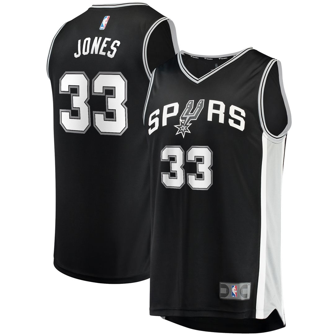 San Antonio Spurs Tre Jones Fanatics Fast Break Replica Jersey - Icon Edition - Black Team Jersey Sports Fan Apparel