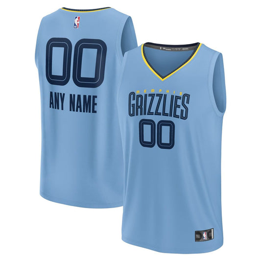 Memphis Grizzlies Fanatics Custom Fast Break Jersey - Statement Edition - Light Blue Team Jersey Sports Fan Apparel
