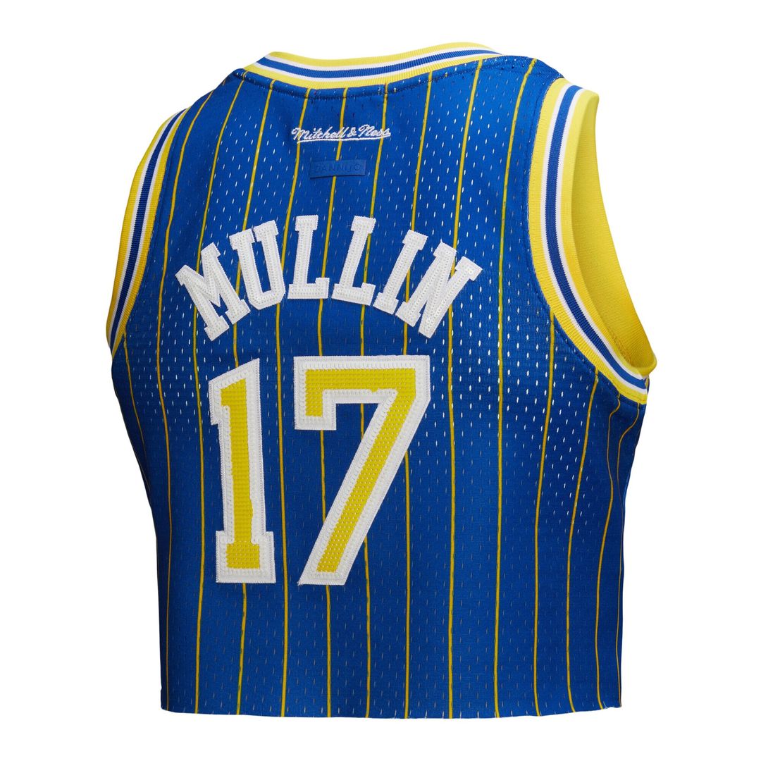 Golden State Warriors Chris Mullin Mitchell & Ness x DANNIJO Women's Fashion Cropped Basketball Jersey - Royal Team Jersey Sports Fan Apparel