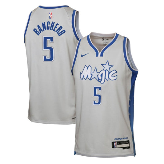 Orlando Magic Paolo Banchero Nike Youth 2025/26 City Edition Swingman Jersey - Silver Team Jersey Sports Fan Apparel