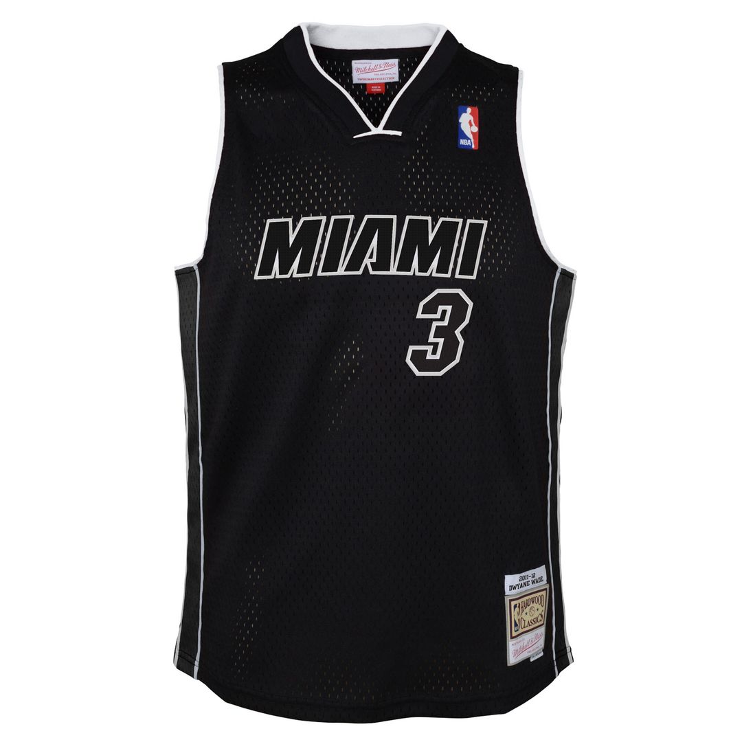 Miami Heat Dwyane Wade Mitchell & Ness Youth 2011/12 Hardwood Classics Swingman Alternate Jersey - Black Team Jersey Sports Fan Apparel