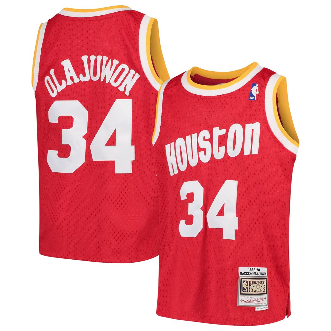 Houston Rockets Hakeem Olajuwon Mitchell & Ness Youth 1996/97 Hardwood Classics Swingman Jersey - Red Team Jersey Sports Fan Apparel