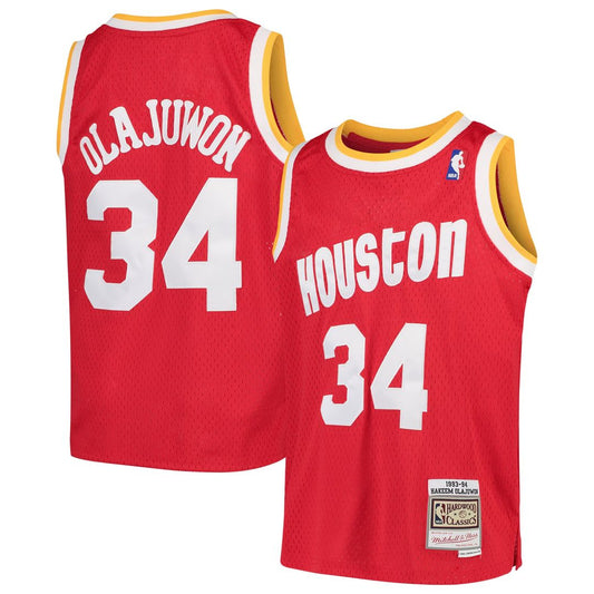 Houston Rockets Hakeem Olajuwon Mitchell & Ness Youth 1996/97 Hardwood Classics Swingman Jersey - Red Team Jersey Sports Fan Apparel