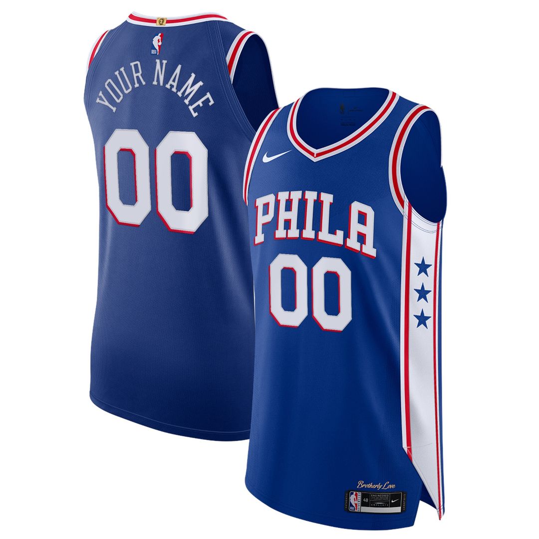 Philadelphia 76ers Nike Custom Authentic Jersey - Icon Edition - Royal Team Jersey Sports Fan Apparel