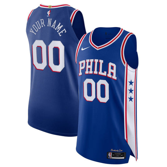 Philadelphia 76ers Nike Custom Authentic Jersey - Icon Edition - Royal Team Jersey Sports Fan Apparel