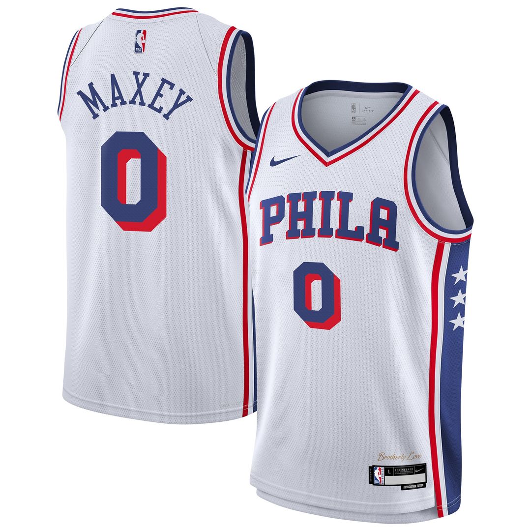 Philadelphia 76ers Tyrese Maxey Nike Youth Association Swingman Jersey - White Team Jersey Sports Fan Apparel