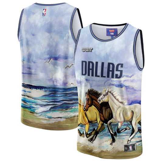 Dallas Mavericks NBA & KidSuper Studios by Fanatics Unisex Hometown Jersey - Blue Team Jersey Sports Fan Apparel
