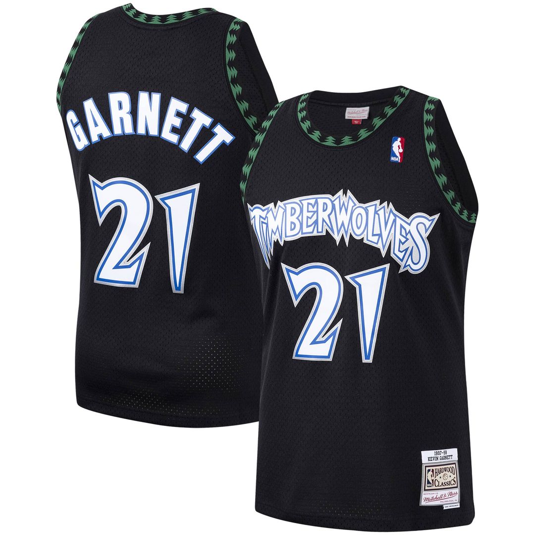 Minnesota Timberwolves Kevin Garnett Mitchell & Ness Hardwood Classics Swingman Jersey - Black Team Jersey Sports Fan Apparel