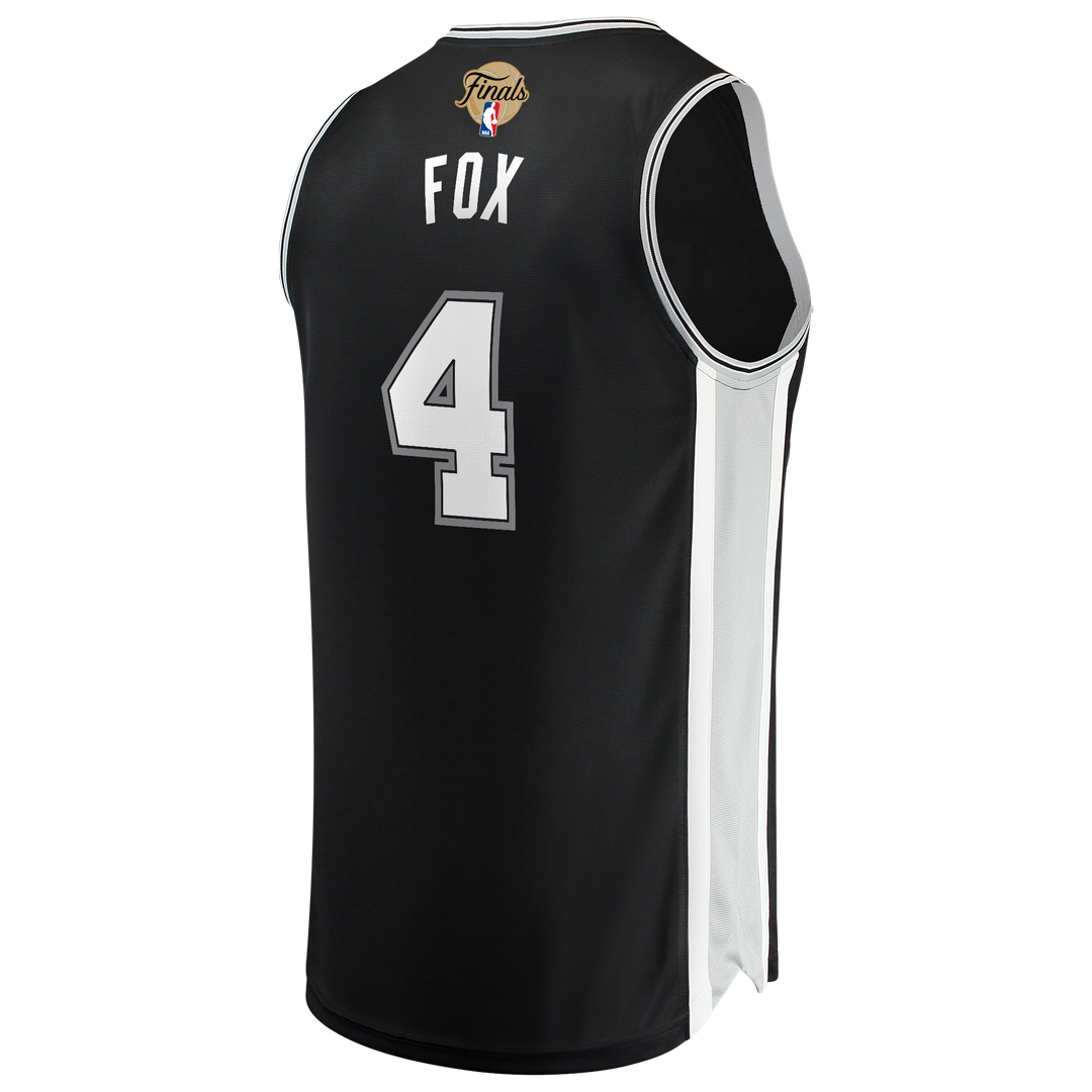 San Antonio Spurs De'Aaron Fox Fanatics 2026 NBA Finals Patch Fast Break Jersey - Icon Edition - Black Team Jersey Sports Fan Apparel