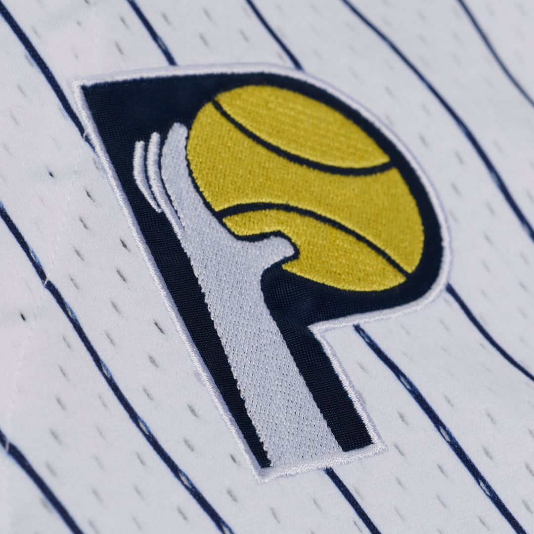 Indiana Pacers Mitchell & Ness Head Coach Pinstripe Mesh Full - Button Baseball Jersey - White Team Jersey Sports Fan Apparel