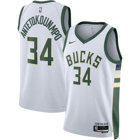 Milwaukee Bucks Giannis Antetokounmpo Nike Unisex Swingman Jersey - Association Edition - White Team Jersey Sports Fan Apparel
