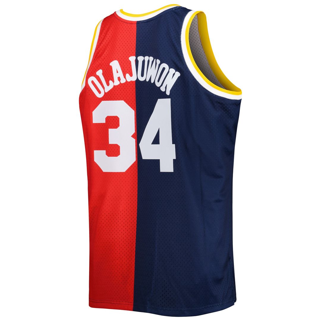 Houston Rockets Hakeem Olajuwon Mitchell & Ness Big & Tall Hardwood Classics 1993/94 Split Swingman Jersey - Navy/Red Team Jersey Sports Fan Apparel